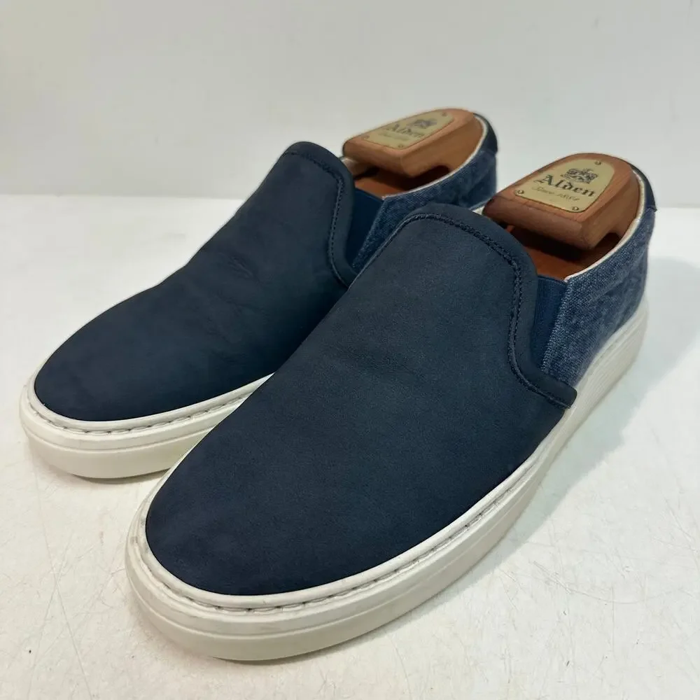 VGUC Brunello Cucinelli Blue Nubuck and Canvas Slip-On Sneakers EU 40 US 7 D